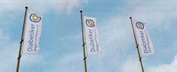 Am Maritim-Hotel am Hannoveraner Flughafen wehten die Flaggen mit dem Logo des Landesverbandes � Foto: Diabetiker Niedersachsen e.V.